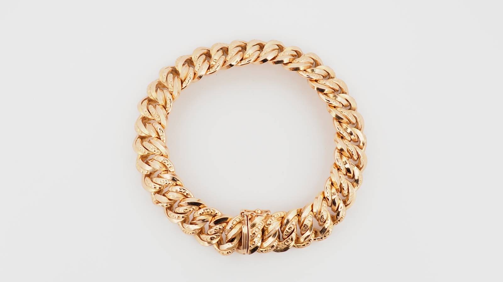 Bracelet vintage maille américaine en or rose