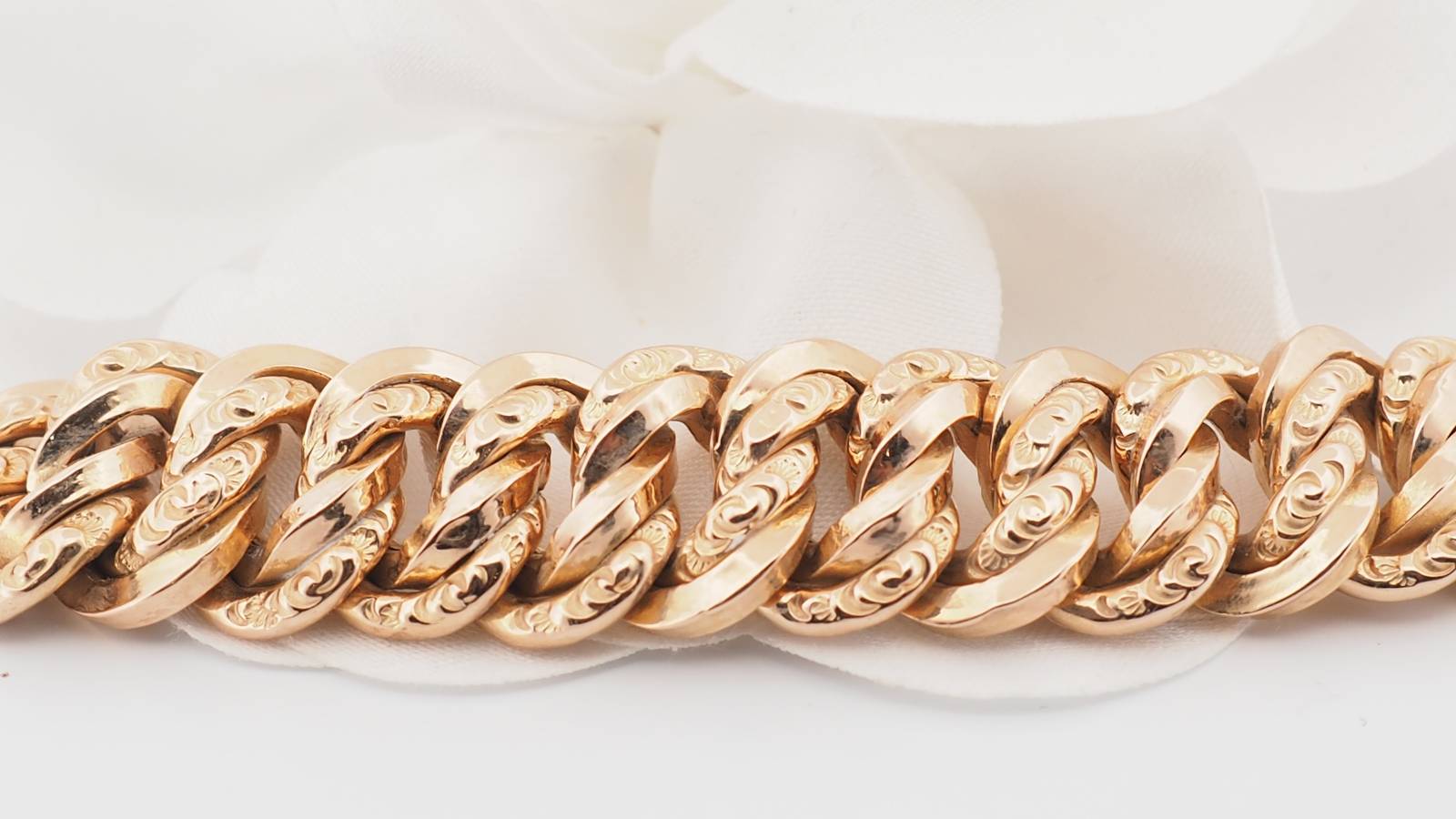 Bracelet vintage maille américaine en or rose