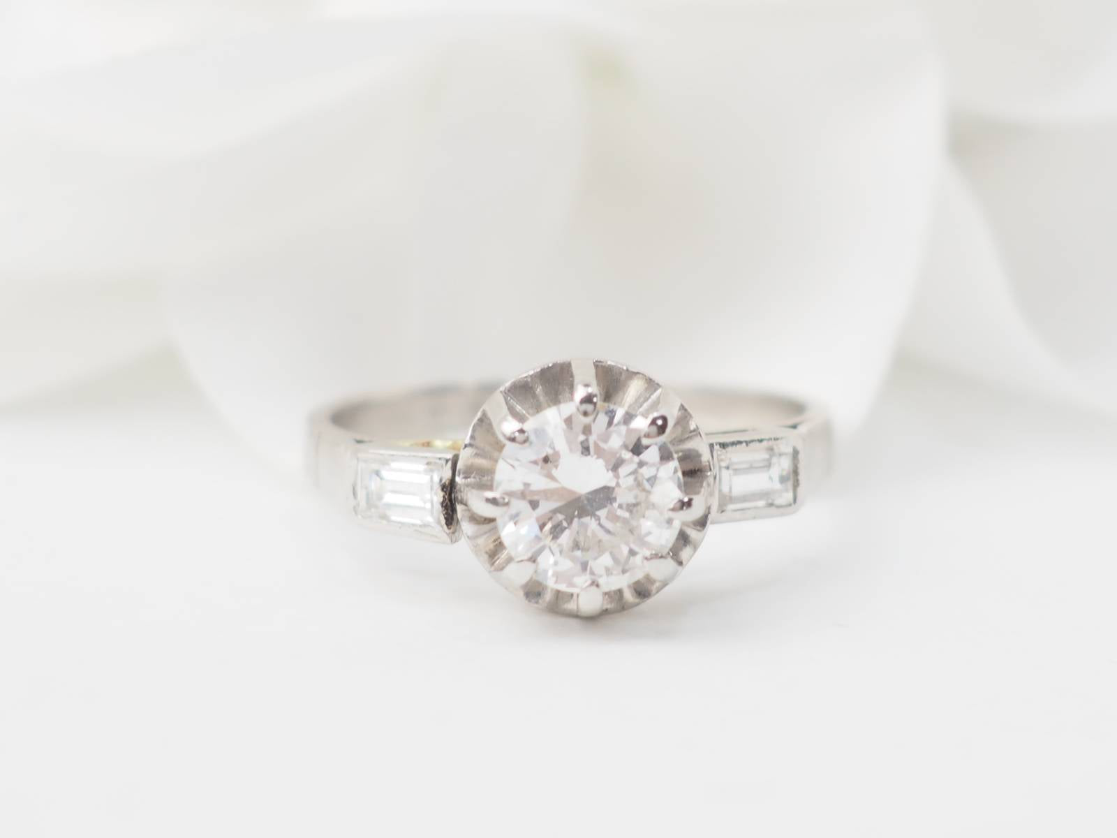 Bague solitaire en Platine et diamant