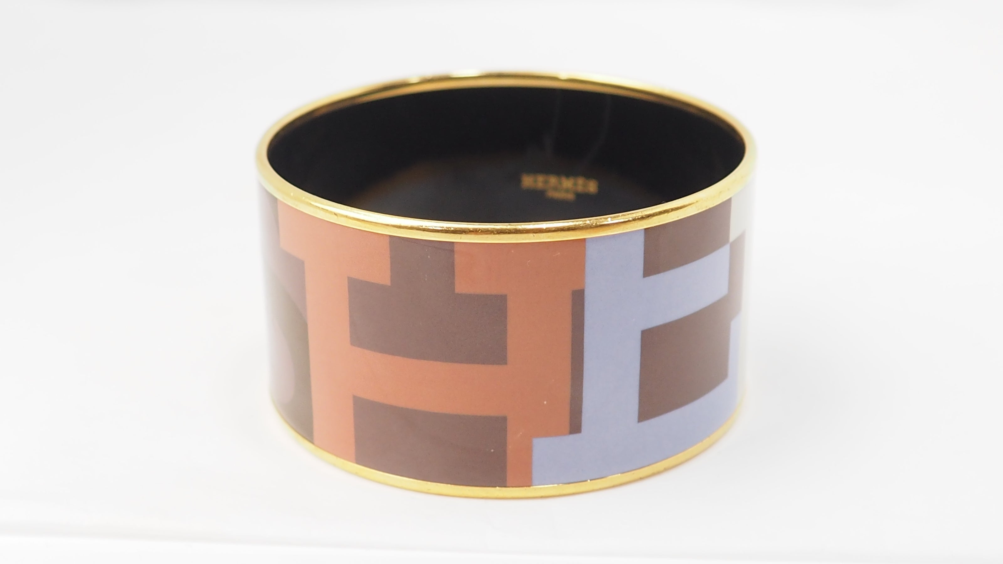 Bracelet Hermès manchette en émail multicolore