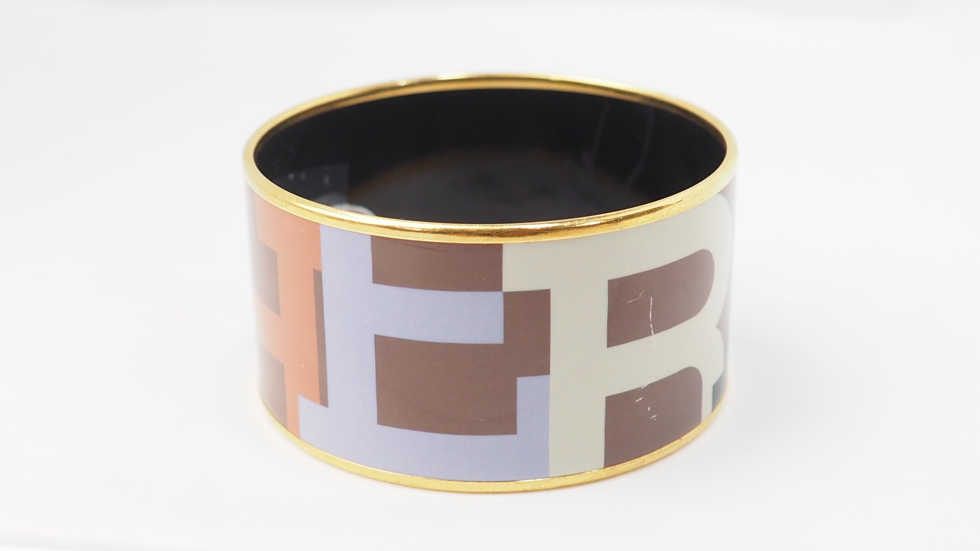 Bracelet Hermès manchette en émail multicolore