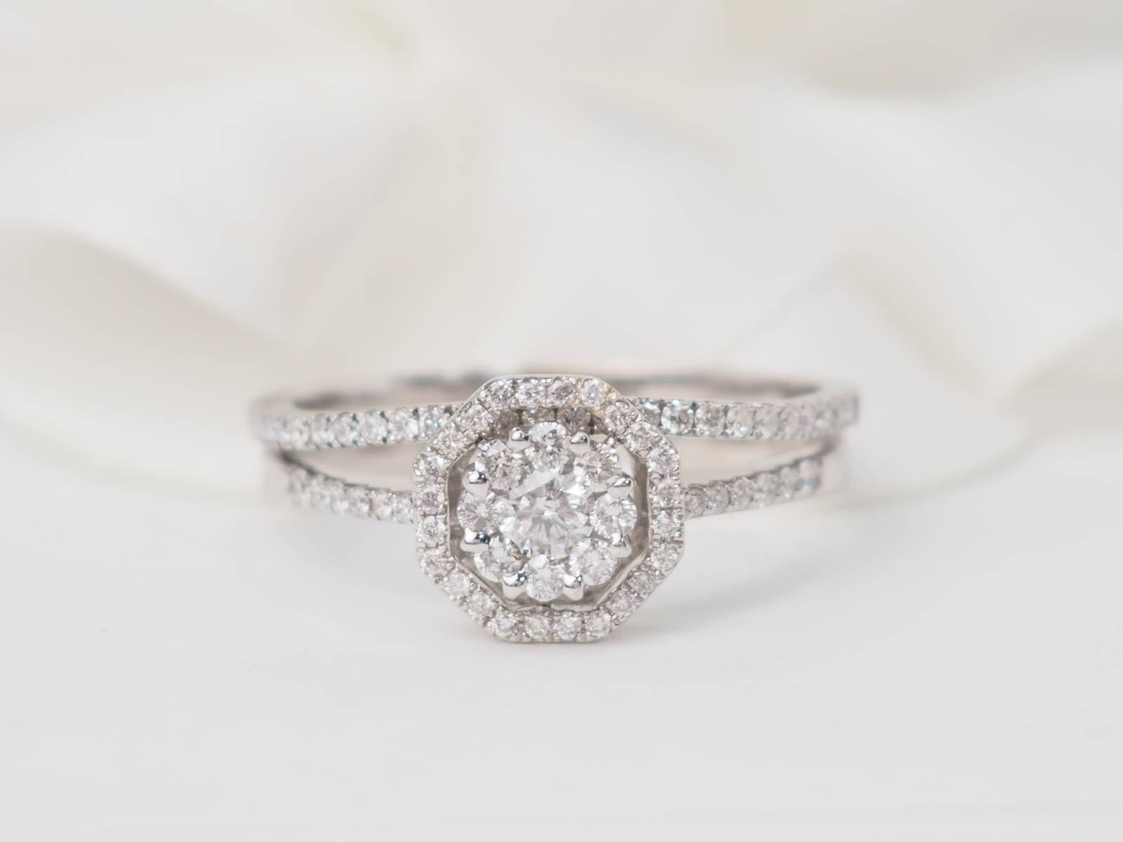 Bague solitaire en or blanc et diamants 0.66ct