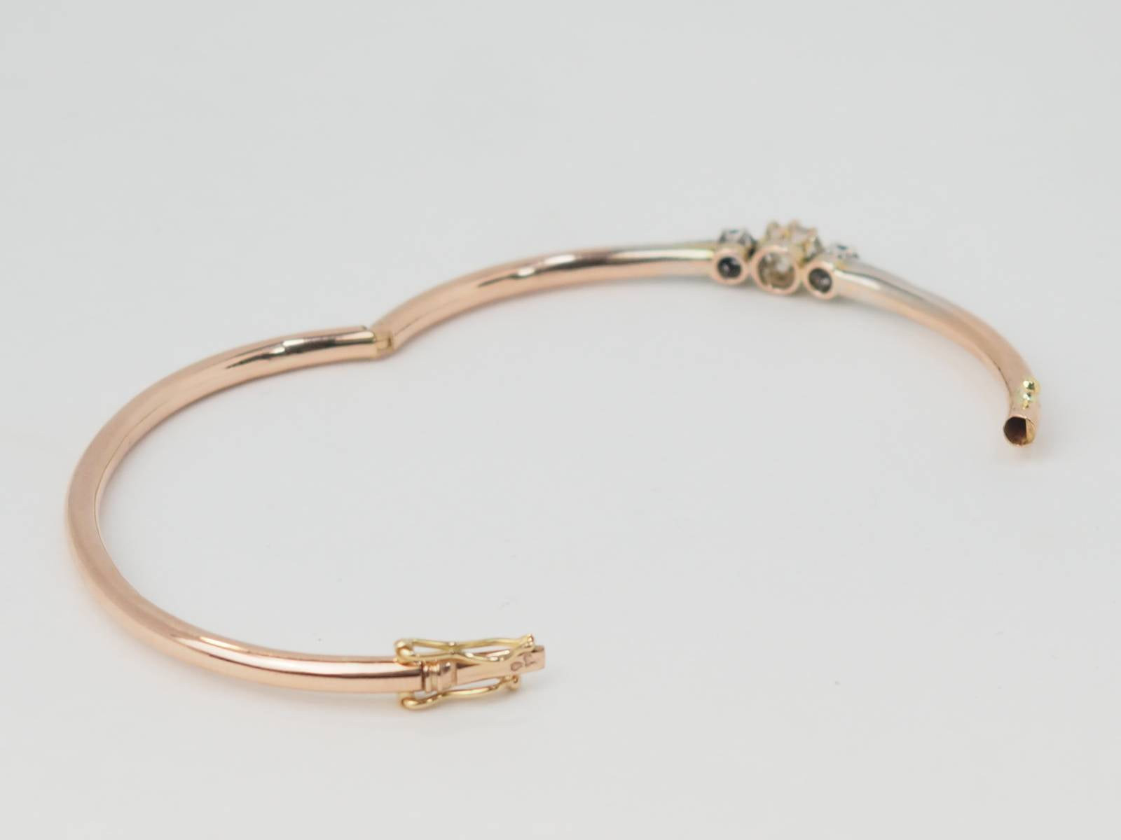 Bracelet Jonc Art Nouveau en or bicolore, saphirs et diamant