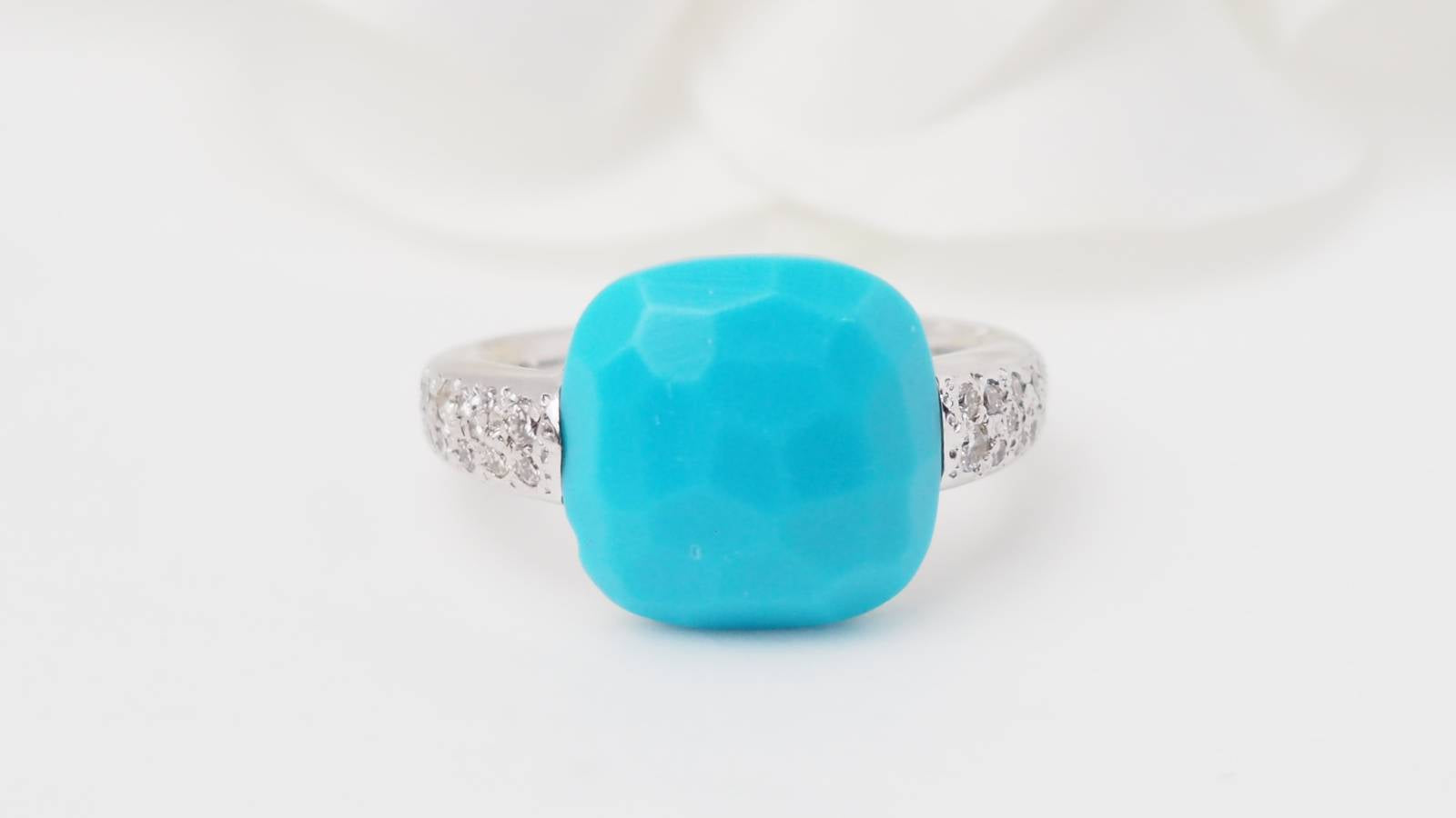 Bague Pomellato Capri en or blanc, Turquoise et diamants