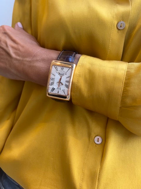 Piaget "Black Tie" watch in rose gold on leather