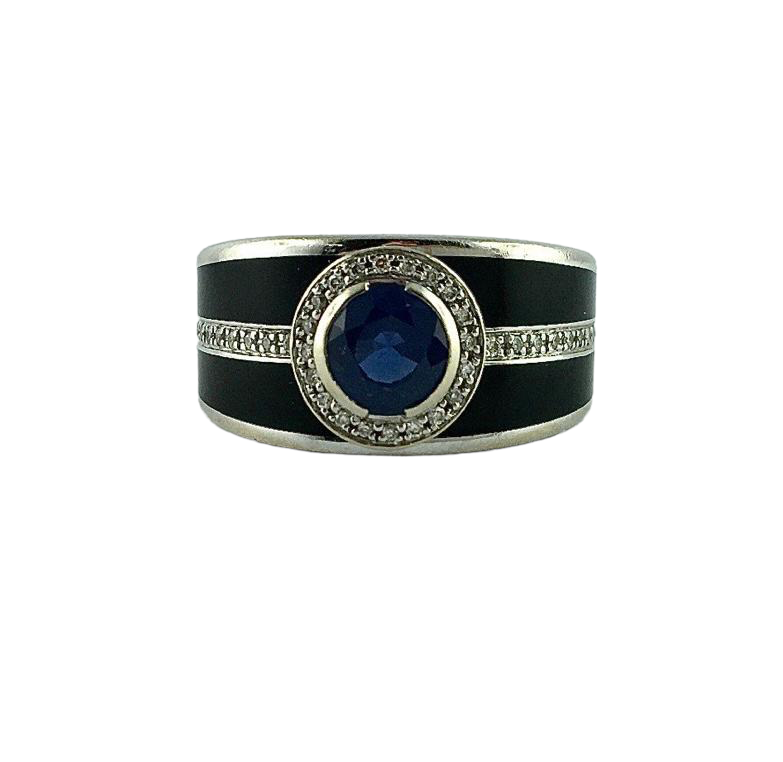 A Mauboussin ring, "Bonbon bleu" model, in 18K white gold