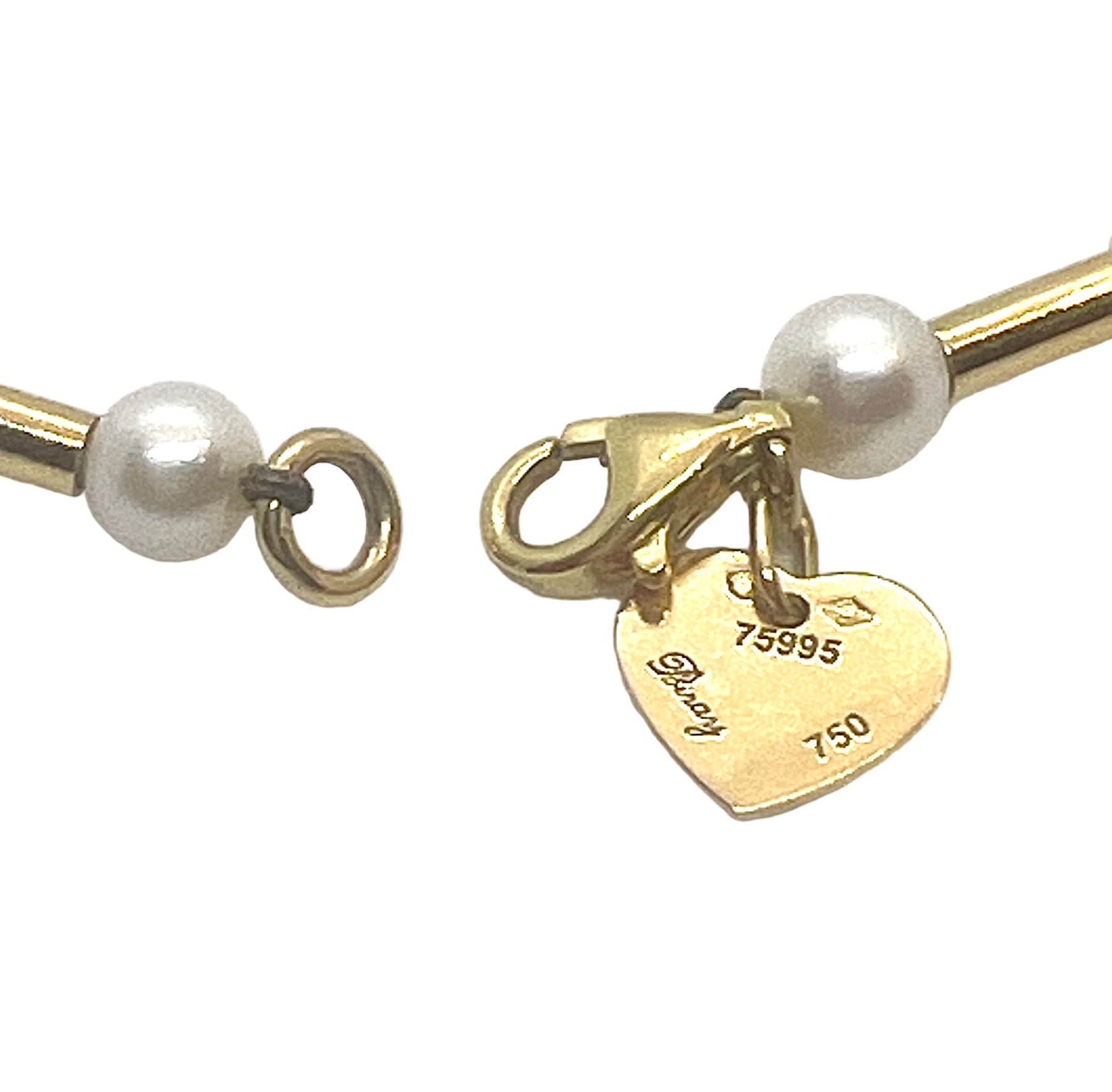 Poiray, "Fuseau" necklace in 18K yellow gold and cultured pearls