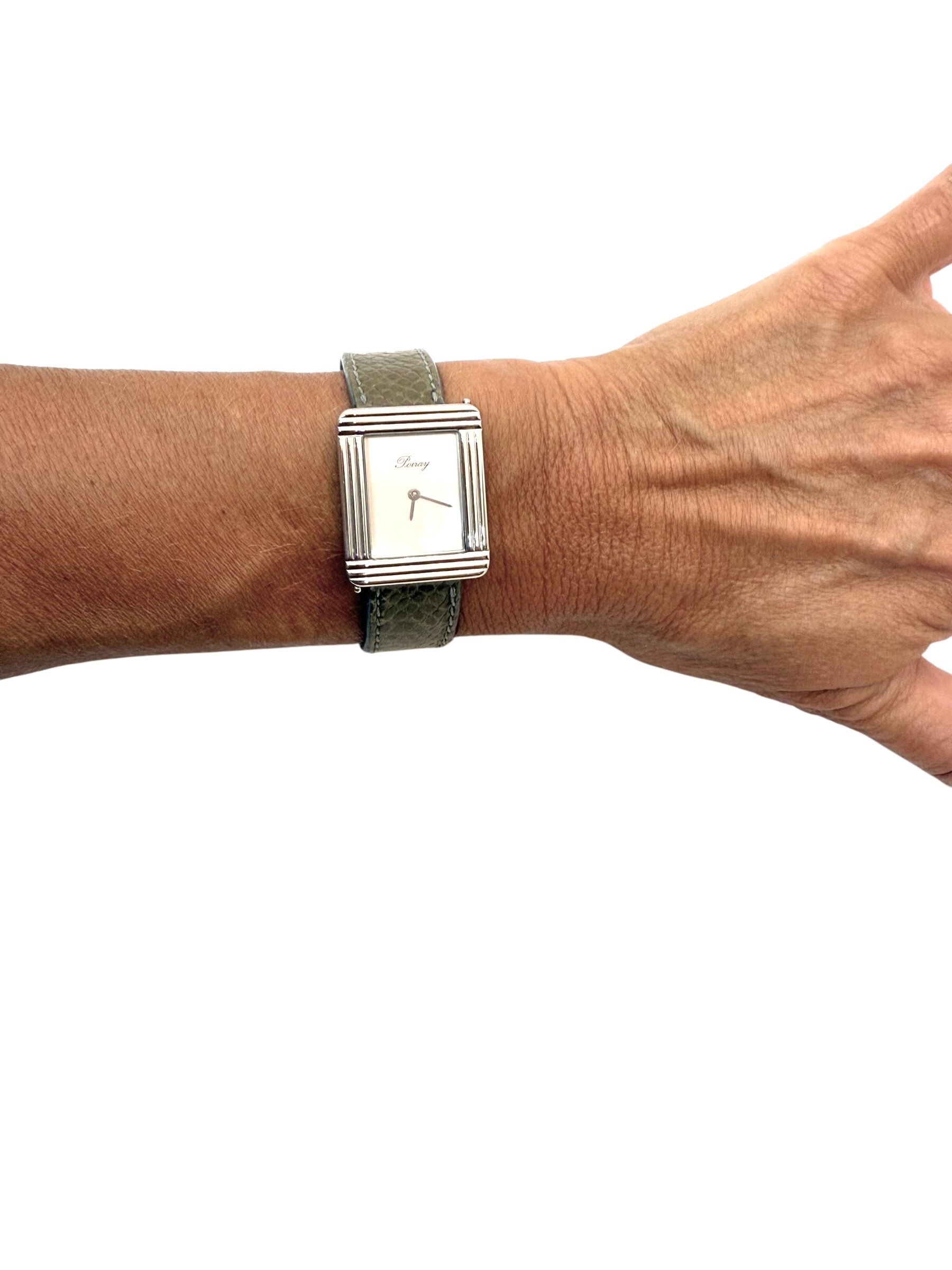Poiray, "Ma Première" watch, steel on leather