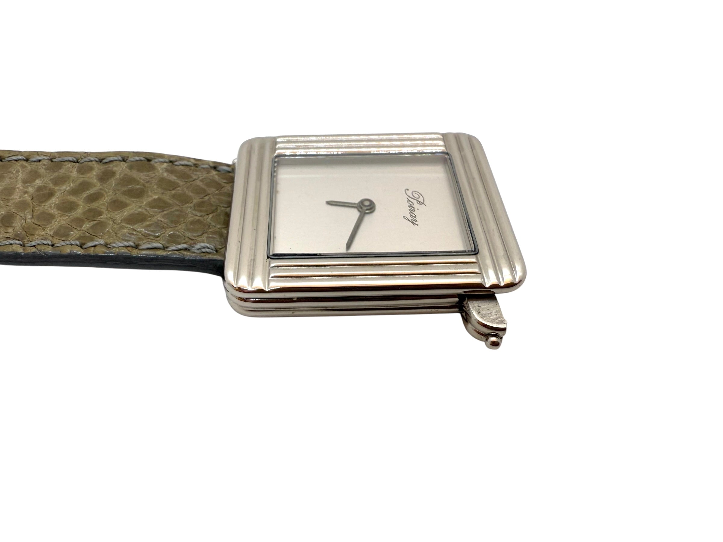 Poiray, "Ma Première" watch, steel on leather