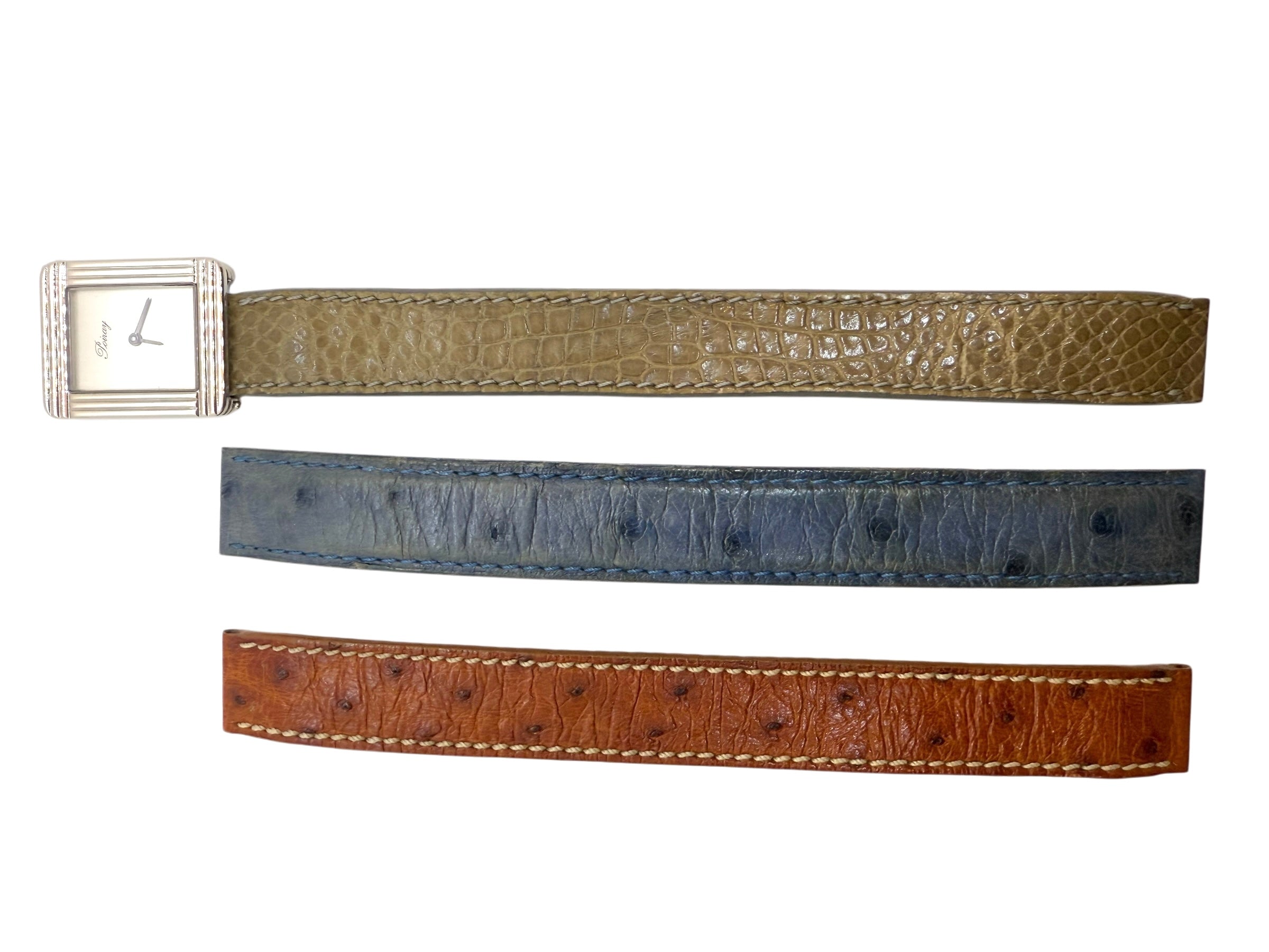 Poiray, "Ma Première" watch, steel on leather