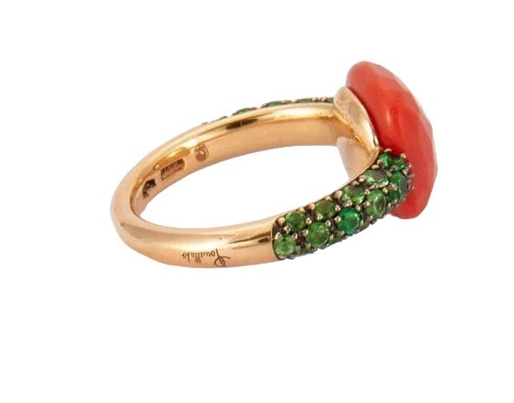 Pomellato, "Capri" Coral Ring, Tsavorites, Rose Gold