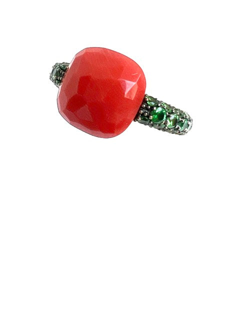 Pomellato, "Capri" Coral Ring, Tsavorites, Rose Gold