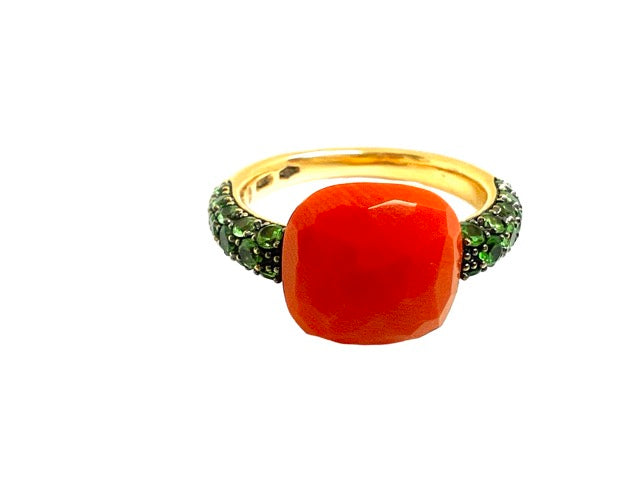 Pomellato, "Capri" Coral Ring, Tsavorites, Rose Gold