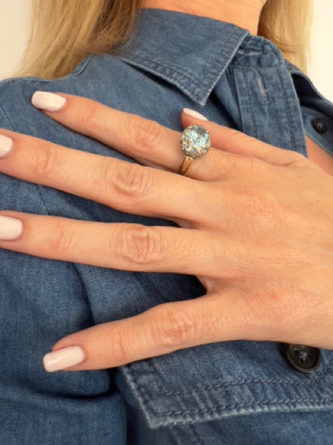 Pomellato, "Tabou" Ring Aquamarine, Rose Gold, Silver