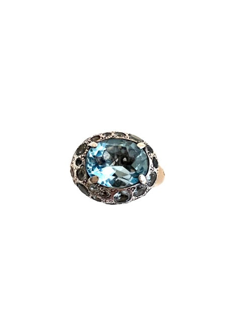 Pomellato, "Tabou" Ring Aquamarine, Rose Gold, Silver