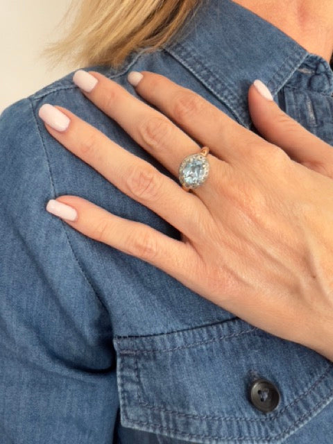 Pomellato, "Tabou" Ring Aquamarine, Rose Gold, Silver
