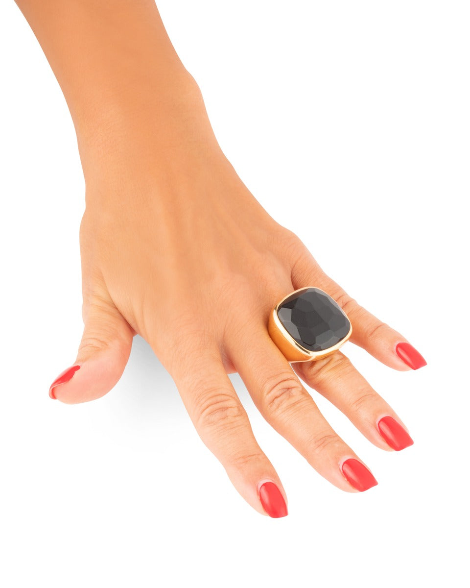 Pomellato "Victoria" ring in 18K rose gold and jet