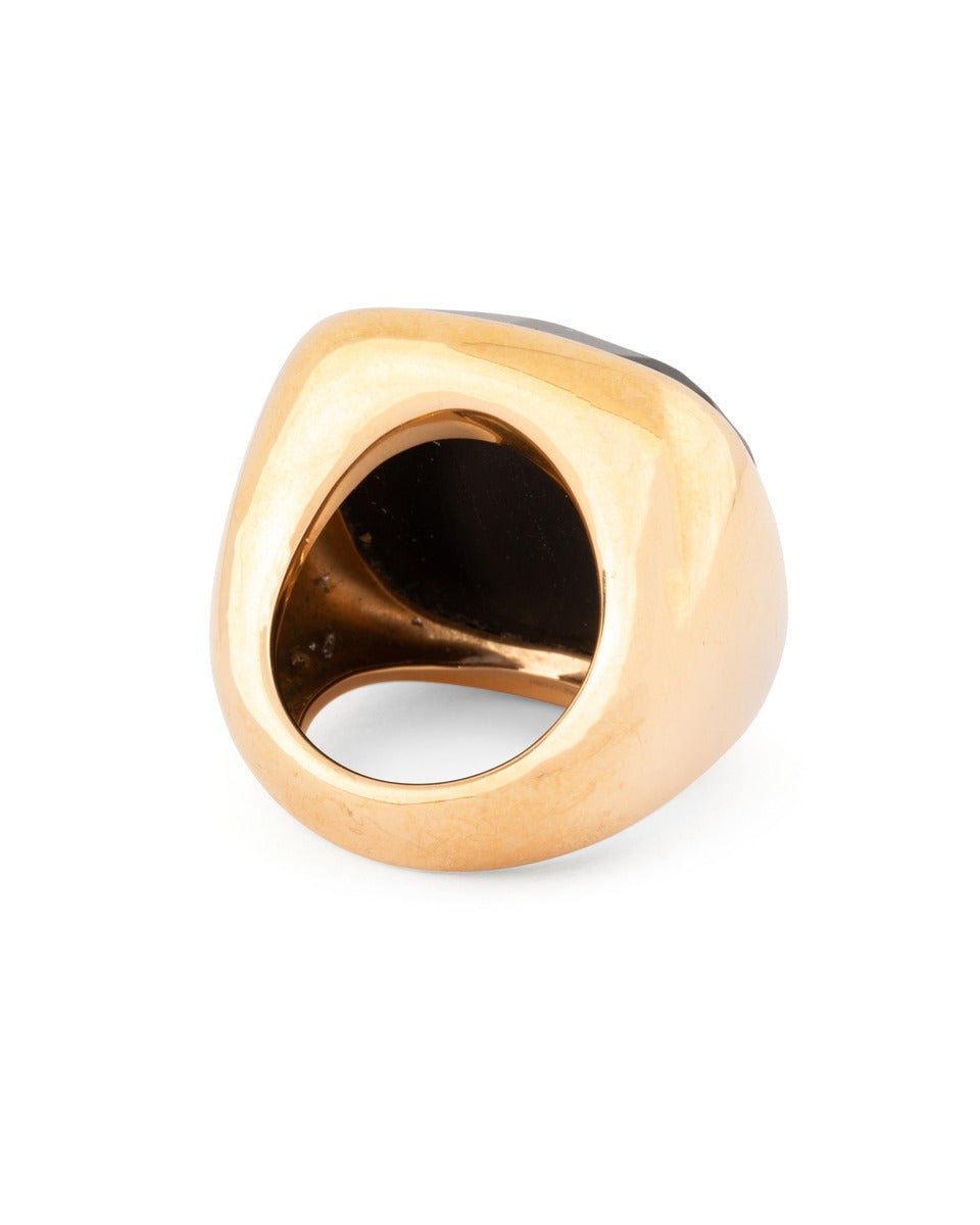 Pomellato "Victoria" ring in 18K rose gold and jet