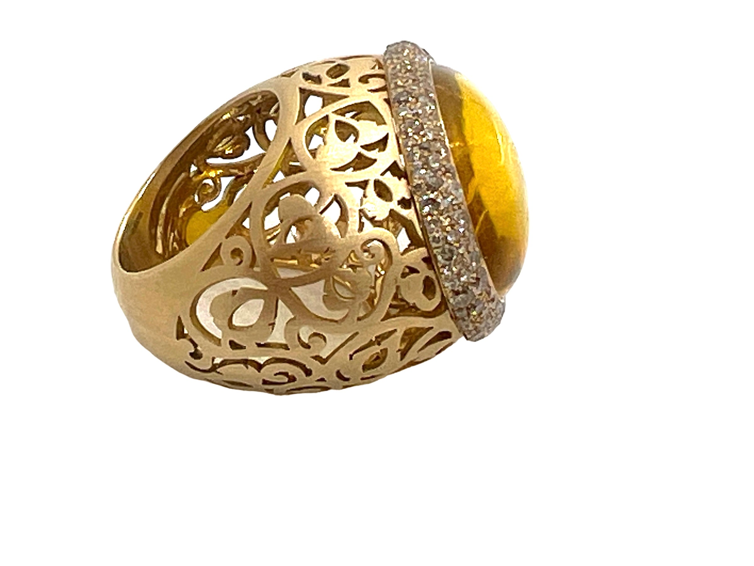 Pomellato, "Arabesque" ring Diamonds, Amber and Rose Gold