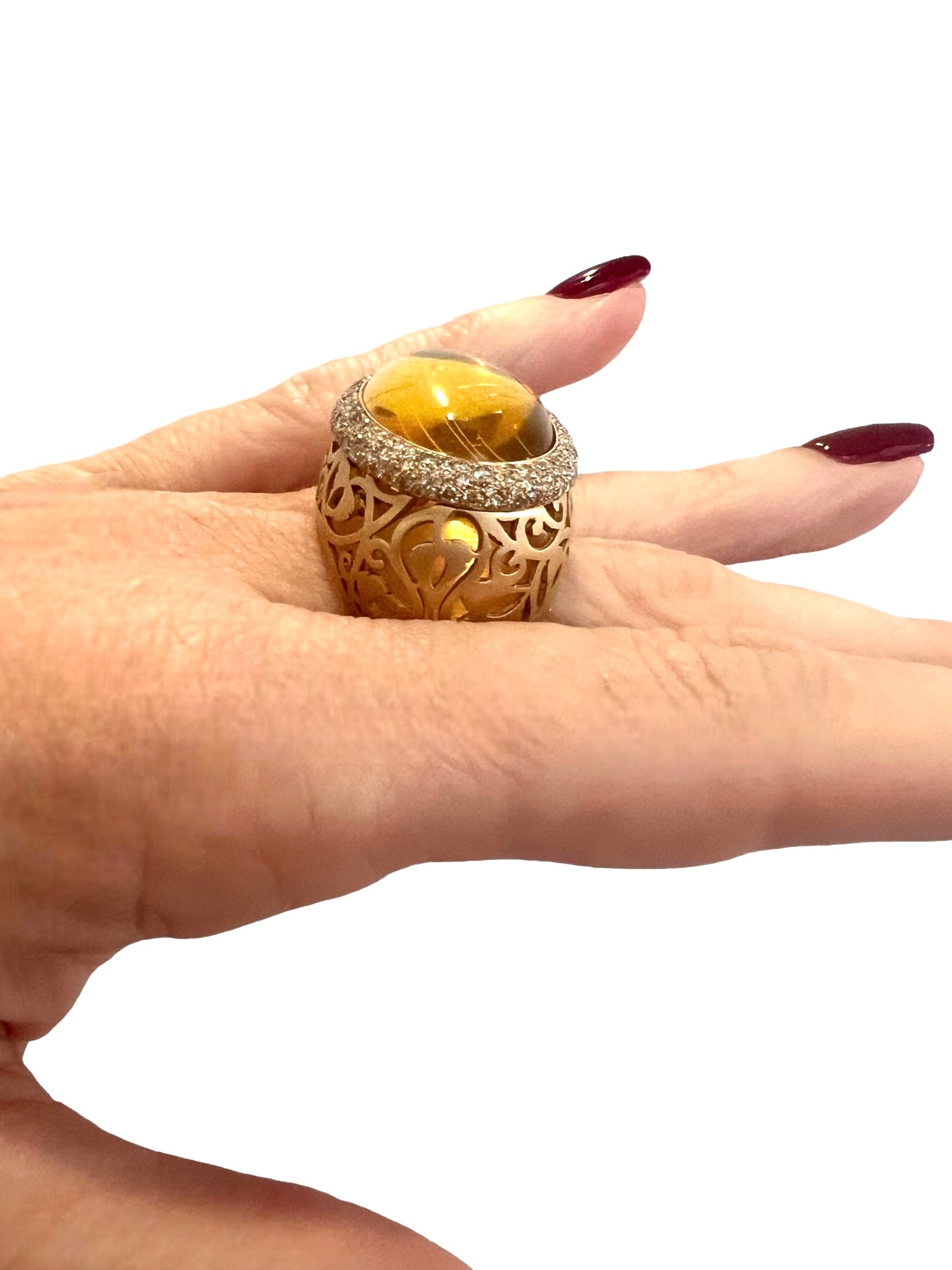 Pomellato, "Arabesque" ring Diamonds, Amber and Rose Gold
