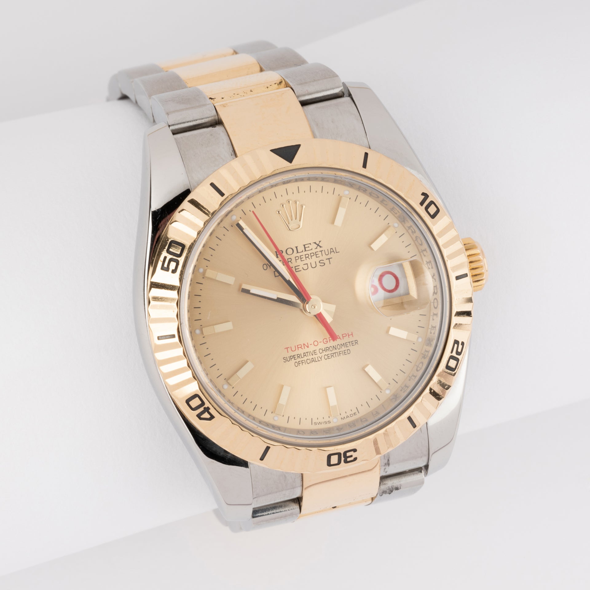 A Rolex Datejust turn-o-graph watch in gold and steel