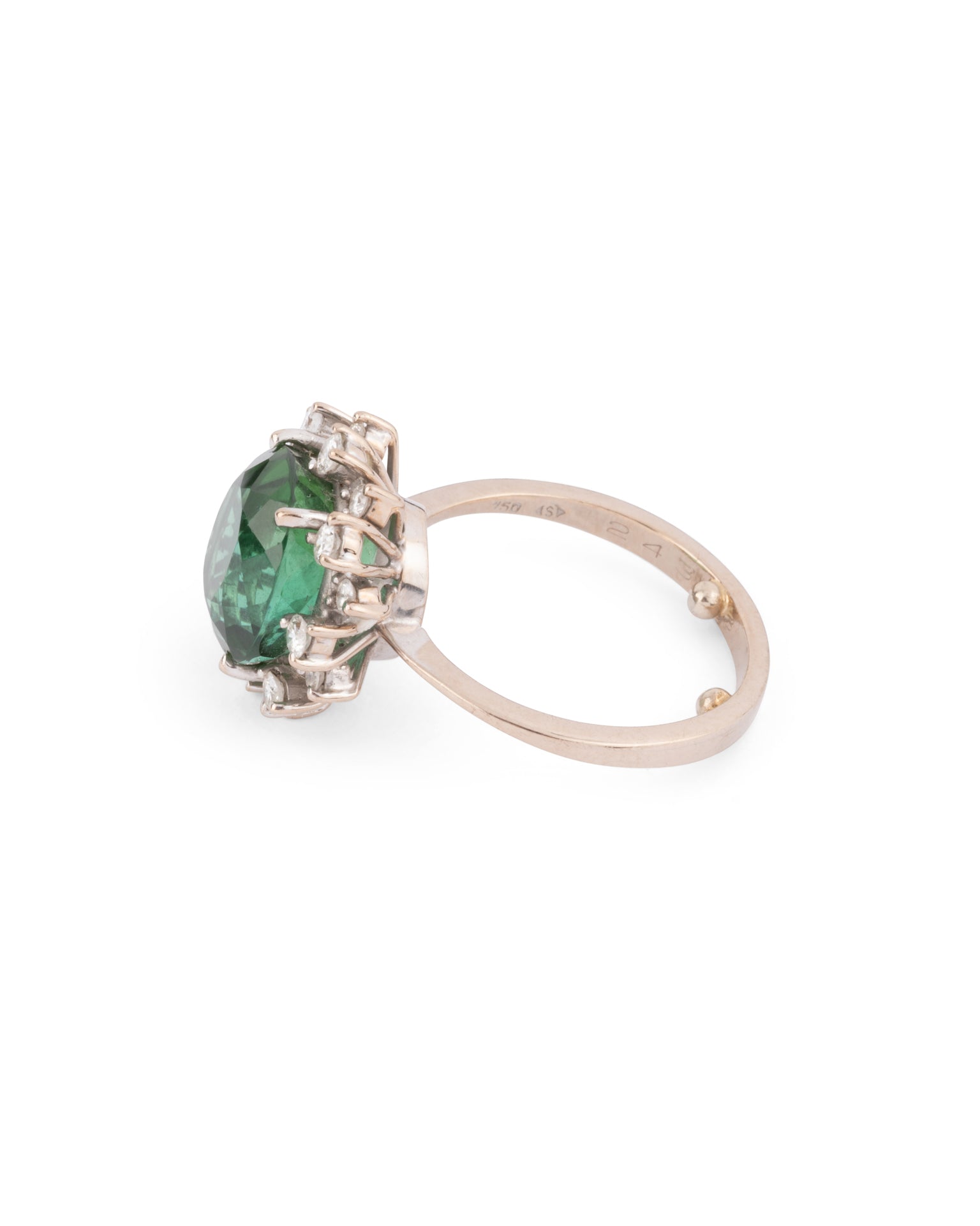 Stern, Vintage Ring in 18K White Gold, Tourmaline Diamonds
