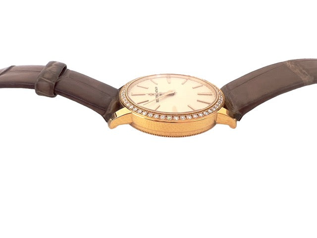 Vacheron Constantin, Rose Gold and Diamond Watch on Leather
