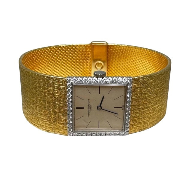 Vacheron Constantin vintage watch in yellow gold paved with diamonds
