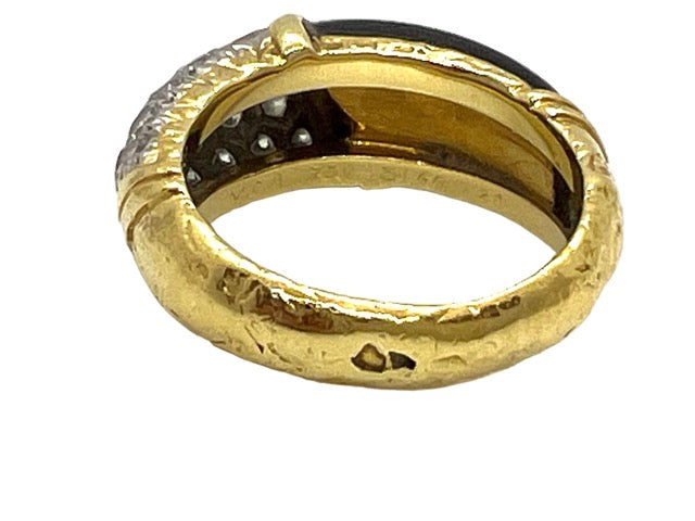 Van Cleef &amp; Arpels Vintage Ring Yellow Gold Onyx and Diamonds