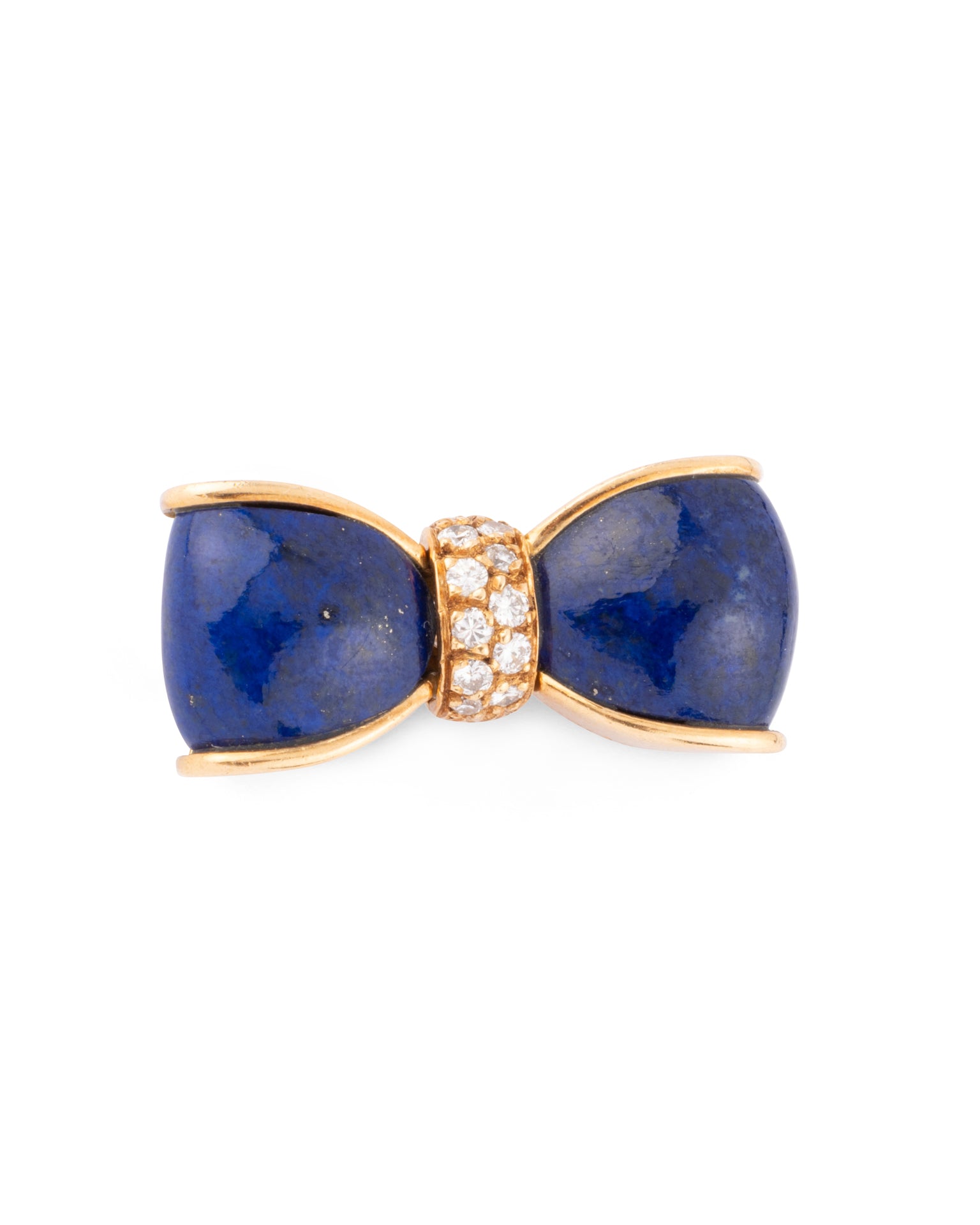 Van Cleef &amp; Arpels vintage "bow tie" brooch in yellow gold, lapis lazuli diamonds