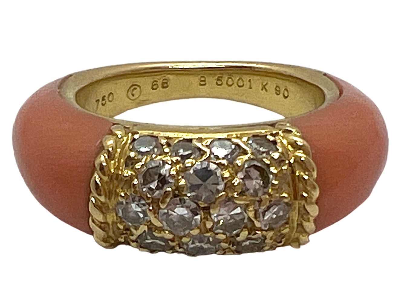 Van Cleef &amp; Arpels, "Philippine" ring in yellow gold, coral and diamonds