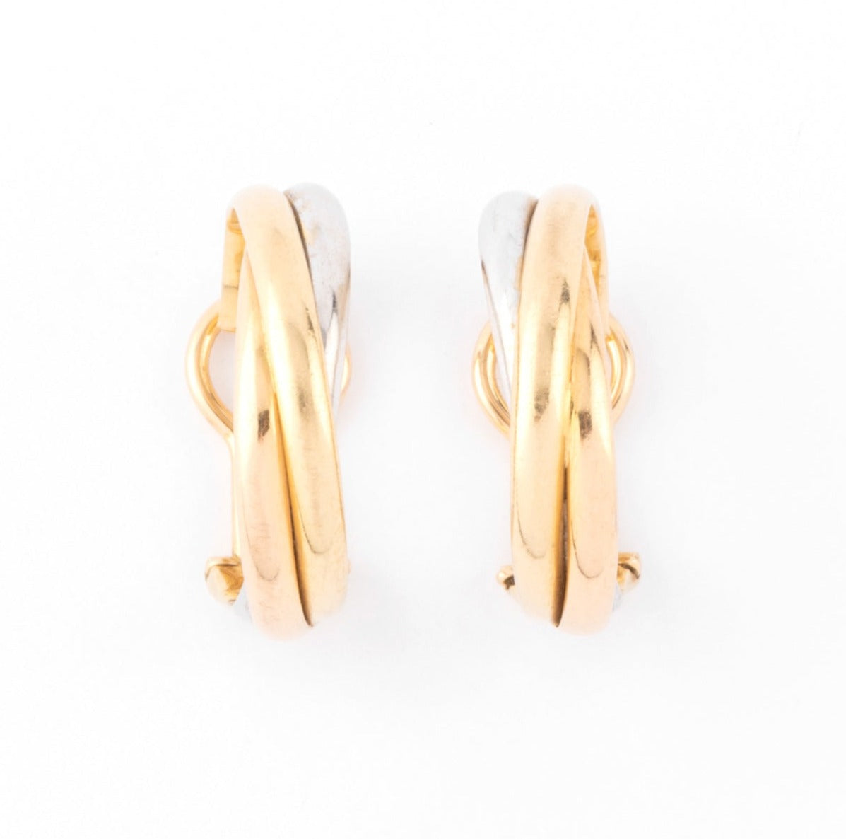 Cartier, 3-tone gold hoop earring, Trinity model