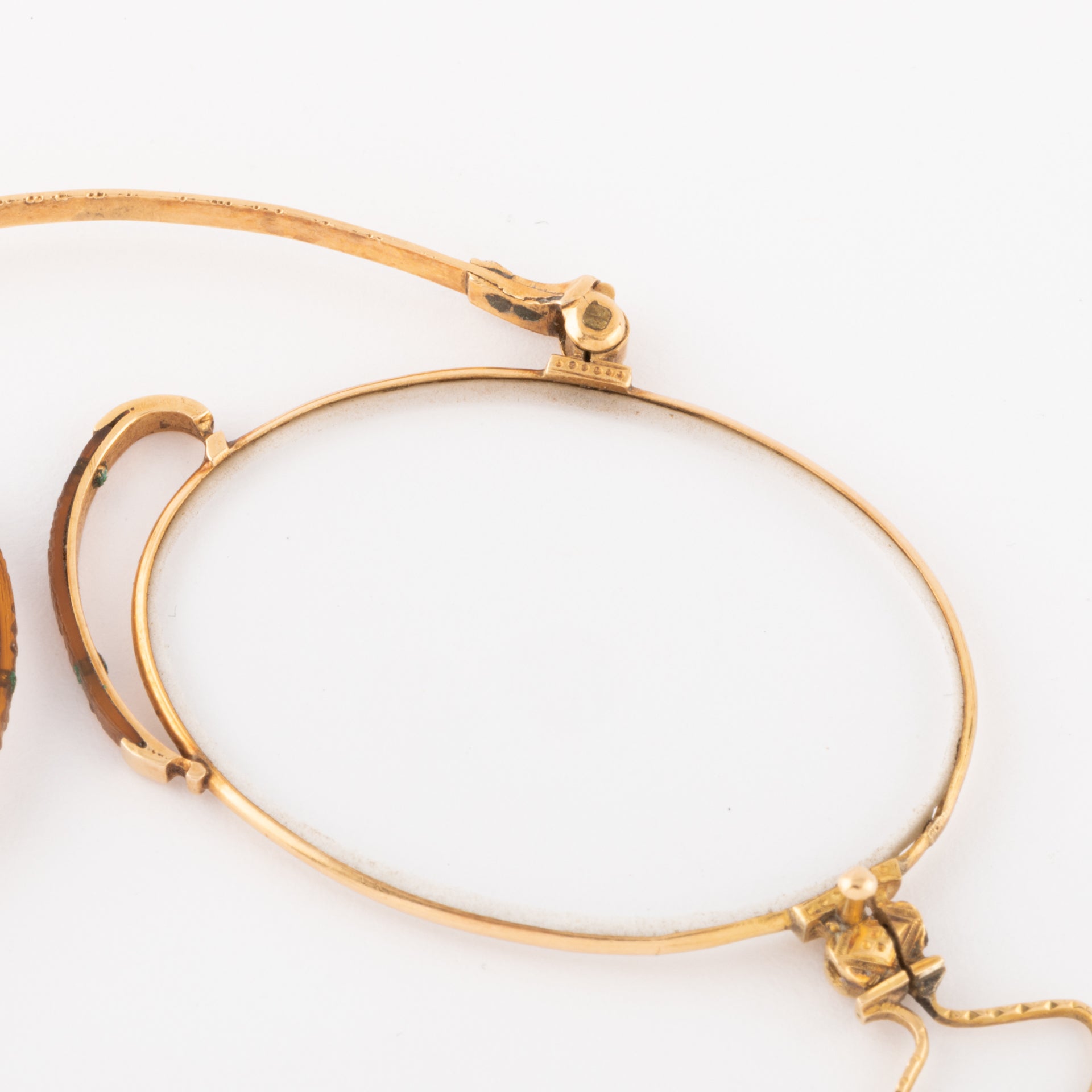 Gold eyeglasses dated circa 1900.