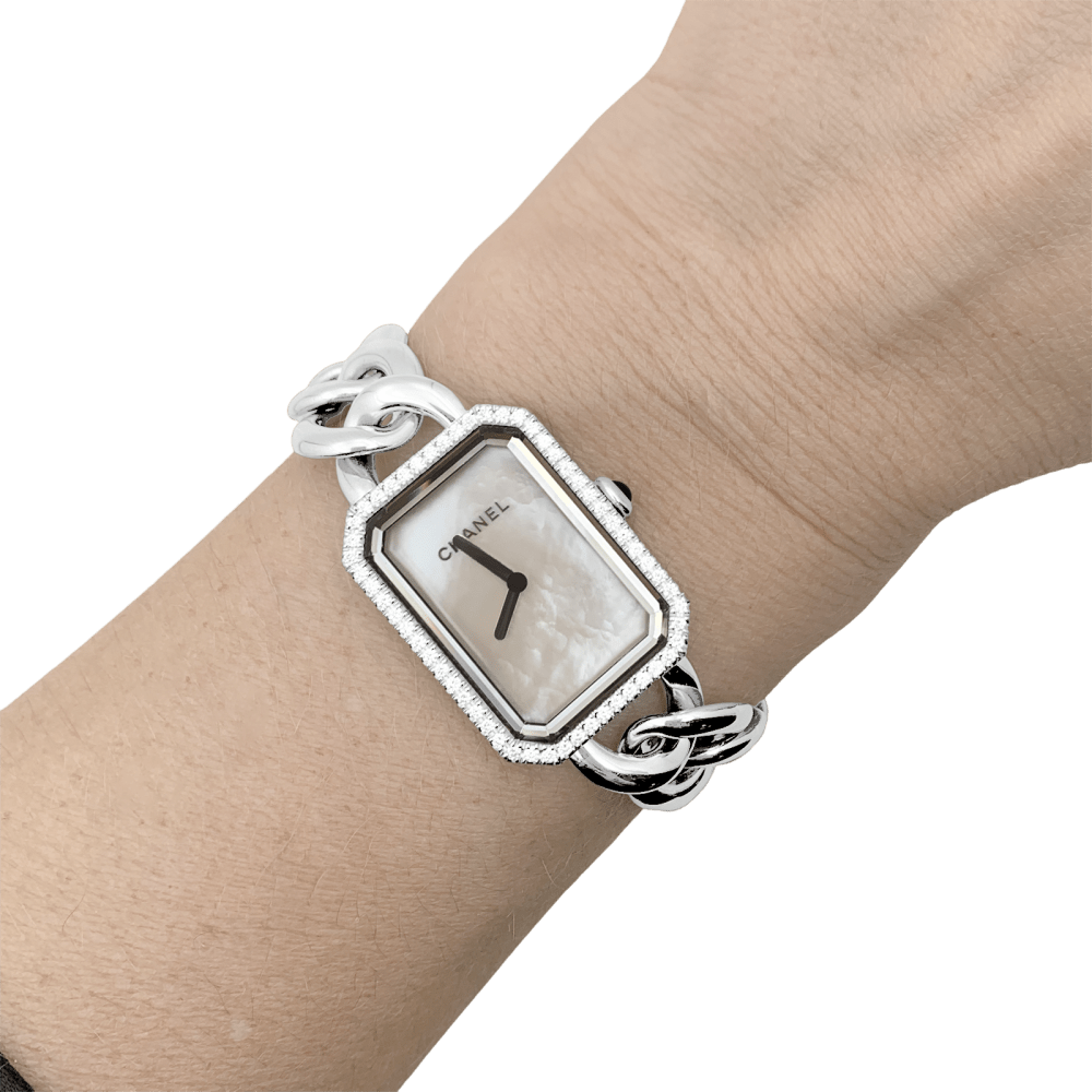 Montre Chanel "Première chaine", acier, nacre et diamants
