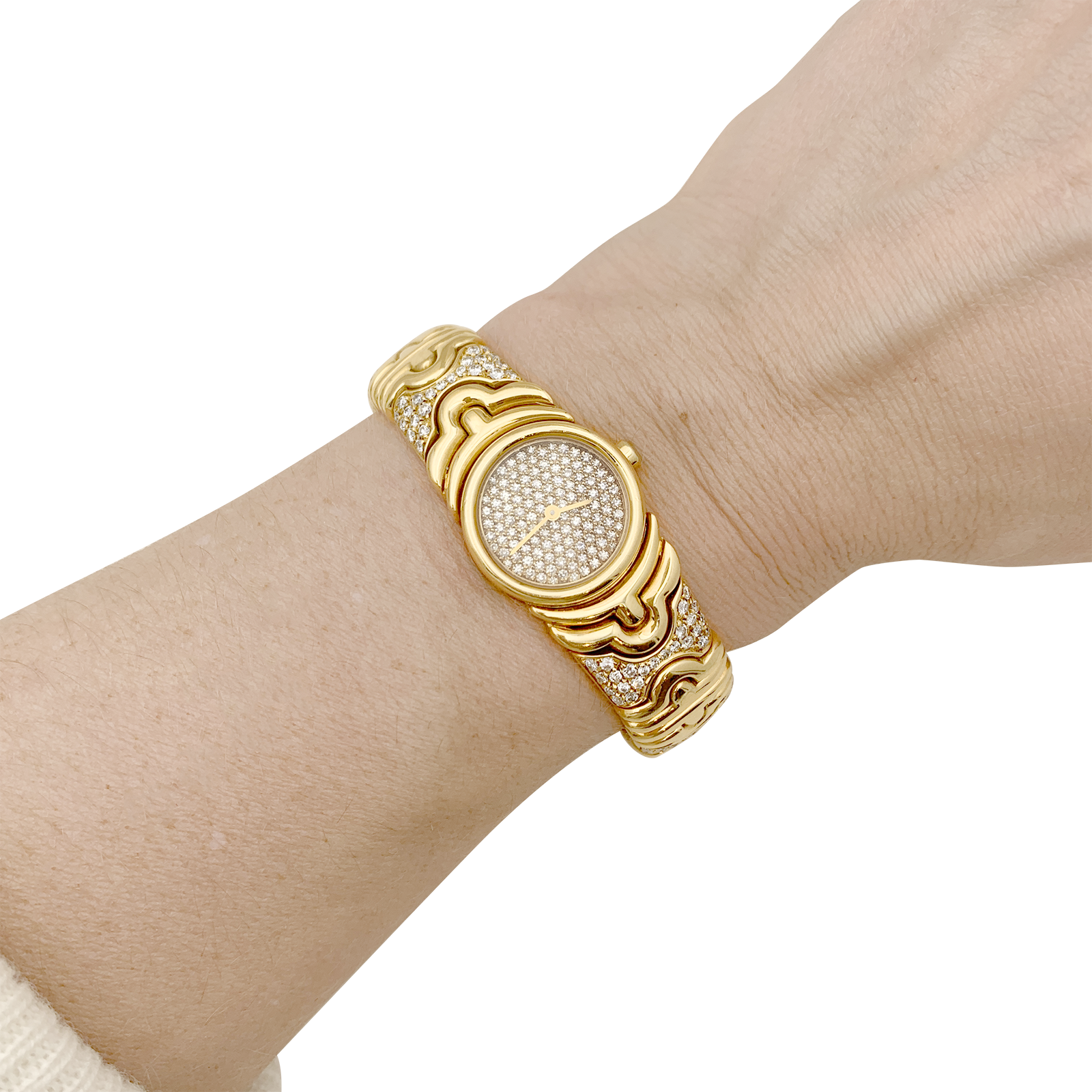 Montre Bulgari,"Parentesi", en or jaune, diamants.