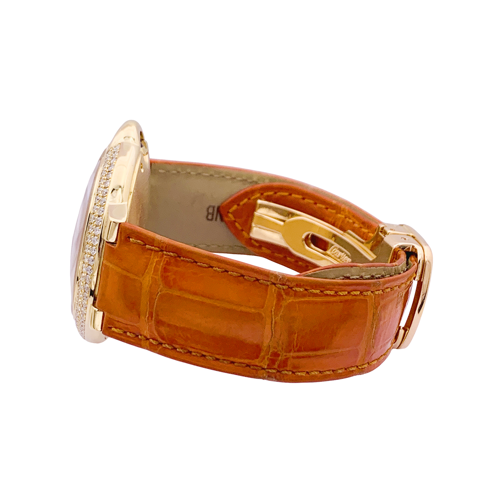 Montre Cartier "Ballon Bleu" or jaune, diamants, cuir.