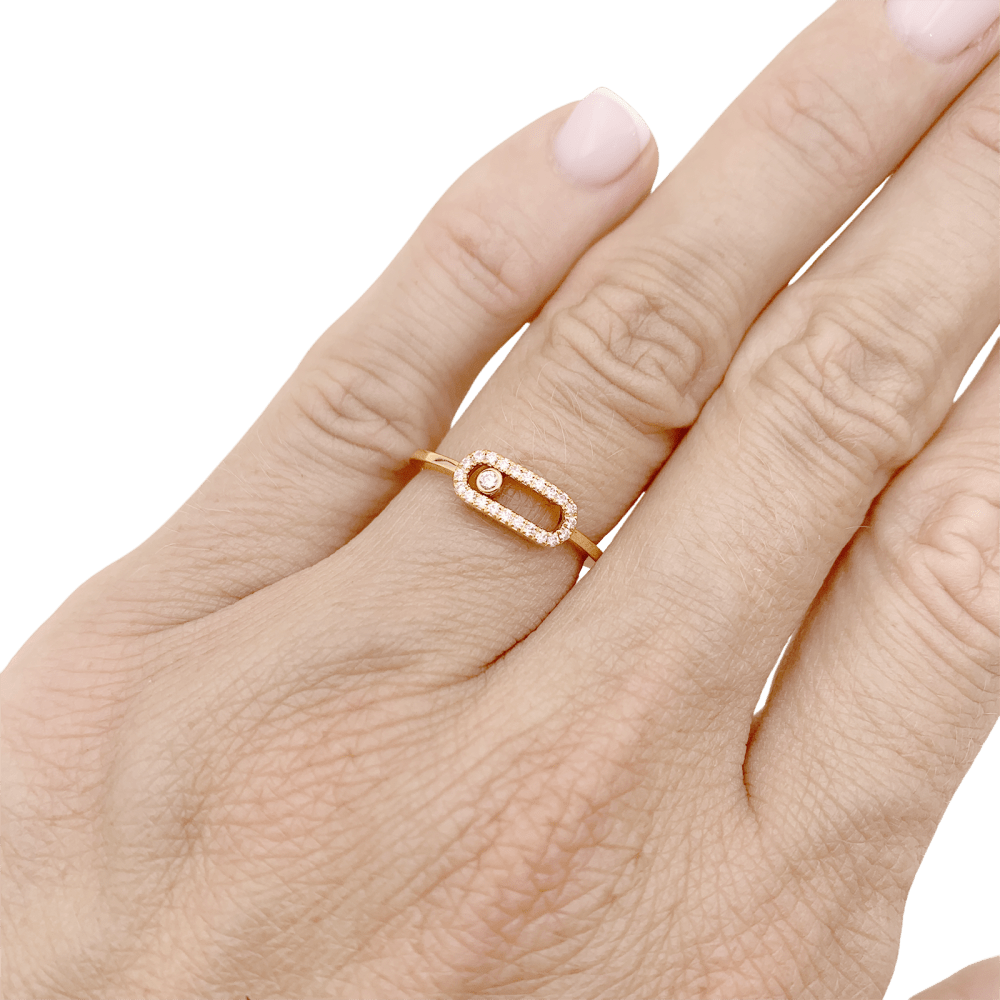 Bague Messika, "Move Uno Pavé", or rose et diamants.