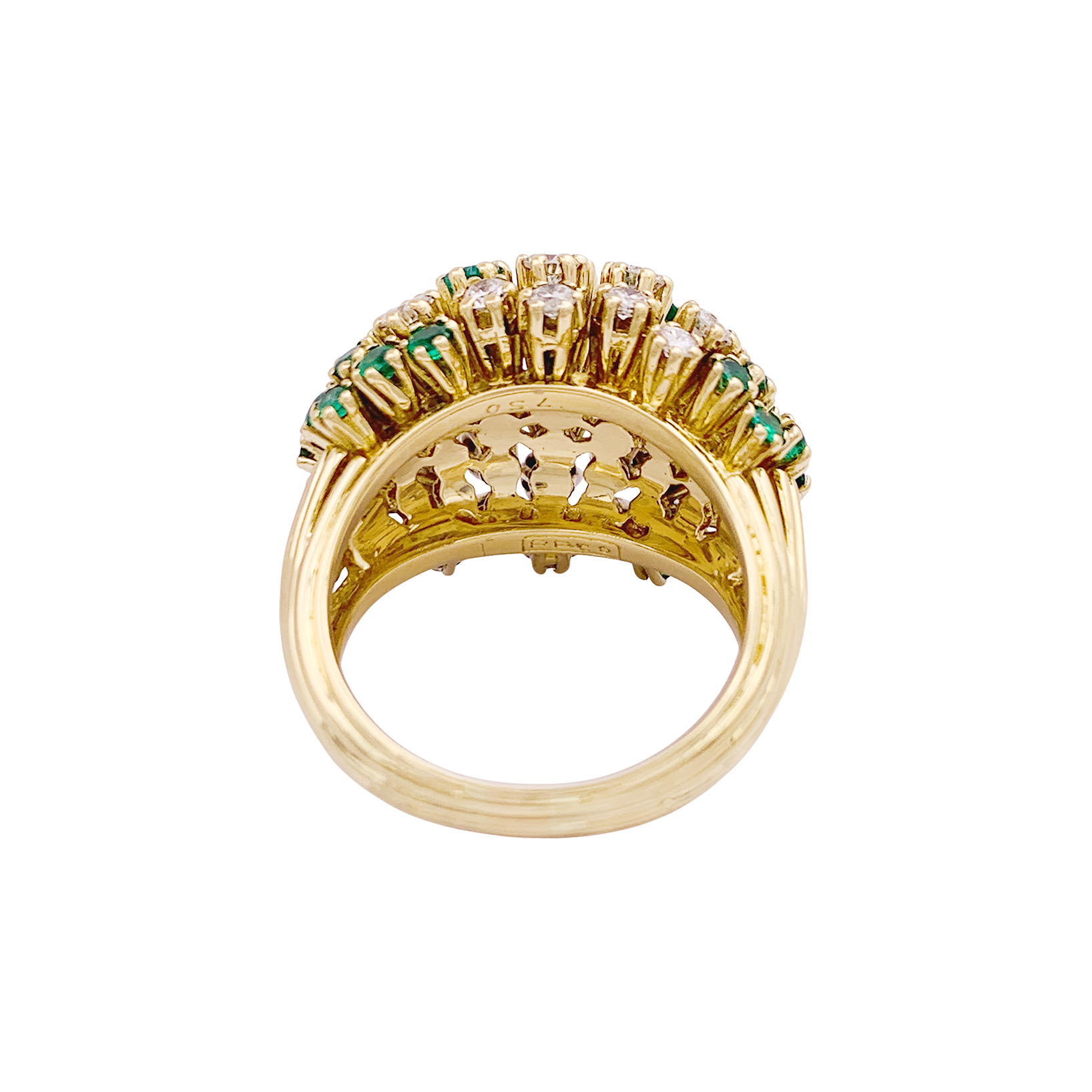 Bague Patek Philippe or jaune, diamants, émeraudes.