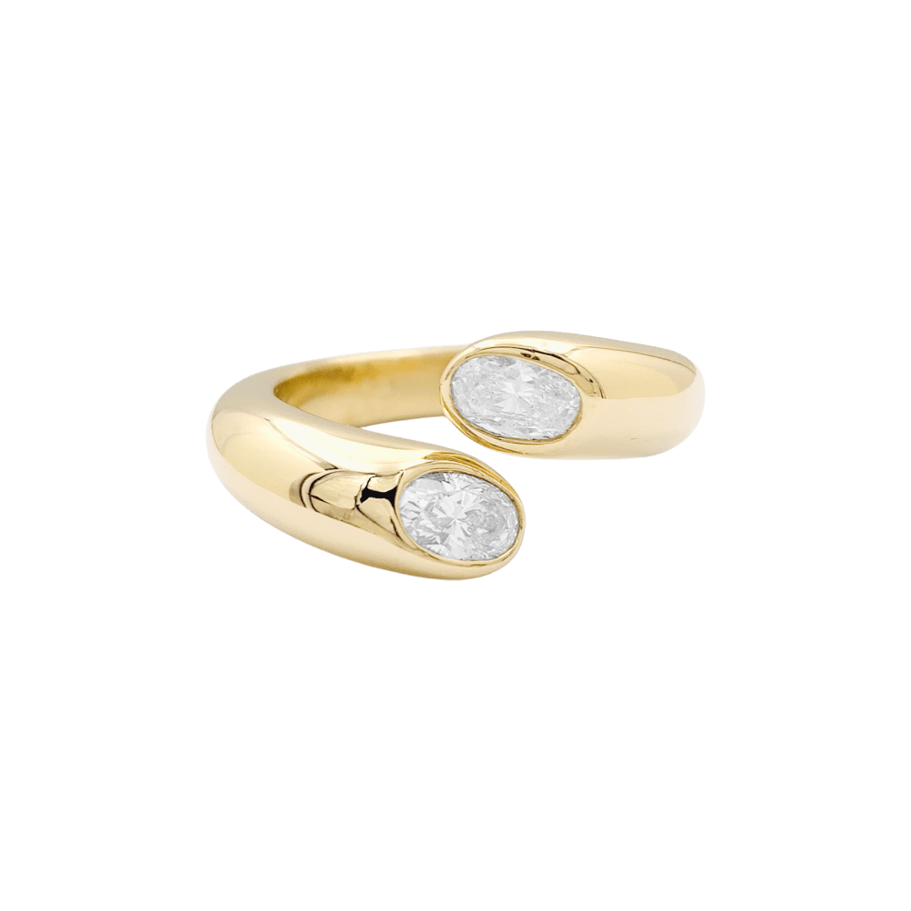 Bague Cartier, "Ellipse Deux Têtes Croisées", or jaune, diamants.