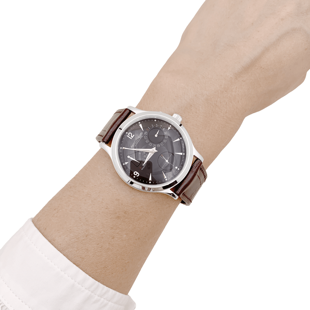 Montre Jaeger-Lecoultre, "Master Control 1000 hours", acier, cuir.