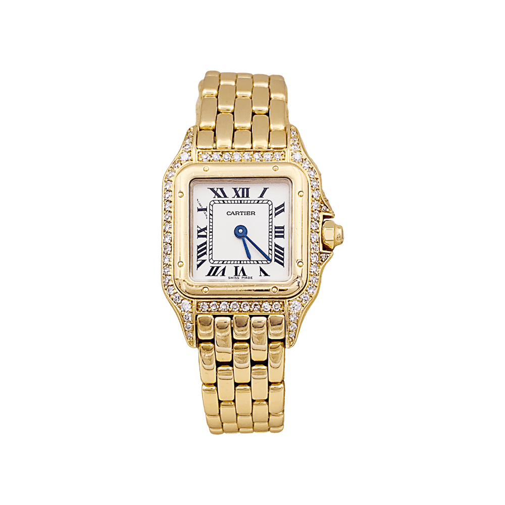 Montre Femme CARTIER Panthère, or jaune, diamants.