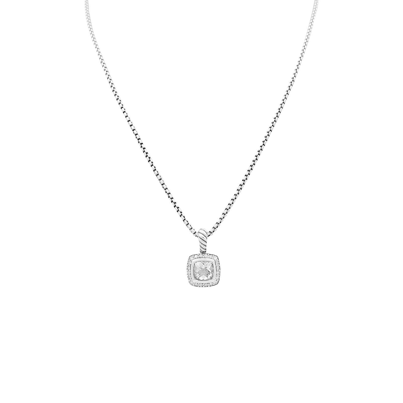 Collier David Yurman, "Petite Albion", argent, topaze blanche, diamants.
