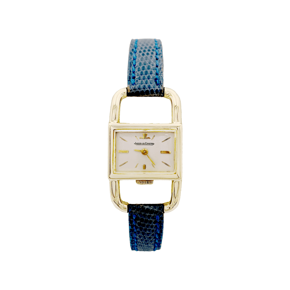 Montre Jaeger - Lecoultre, "Etrier", or jaune, cuir. - Maison Eloe