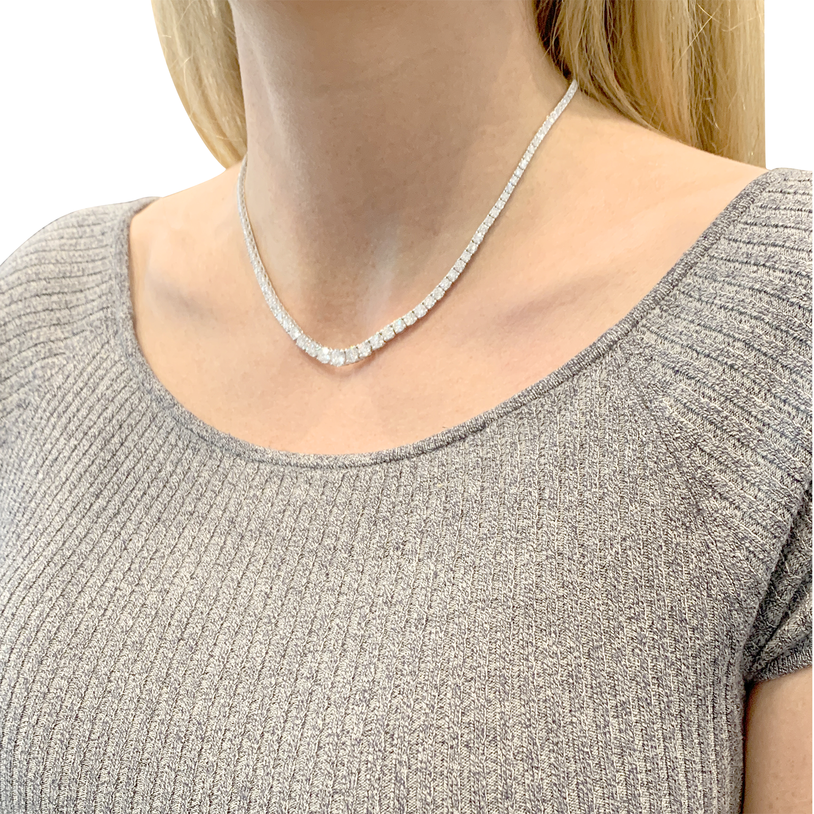 Collier rivière or blanc et diamants.