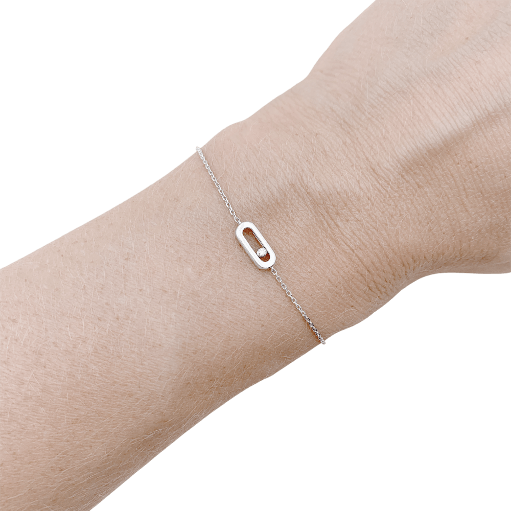 Bracelet Messika, "Move Uno", or blanc, diamant.