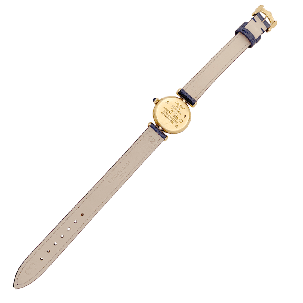 Montre Cartier, "Colisée Must", argent plaqué or, cuir.