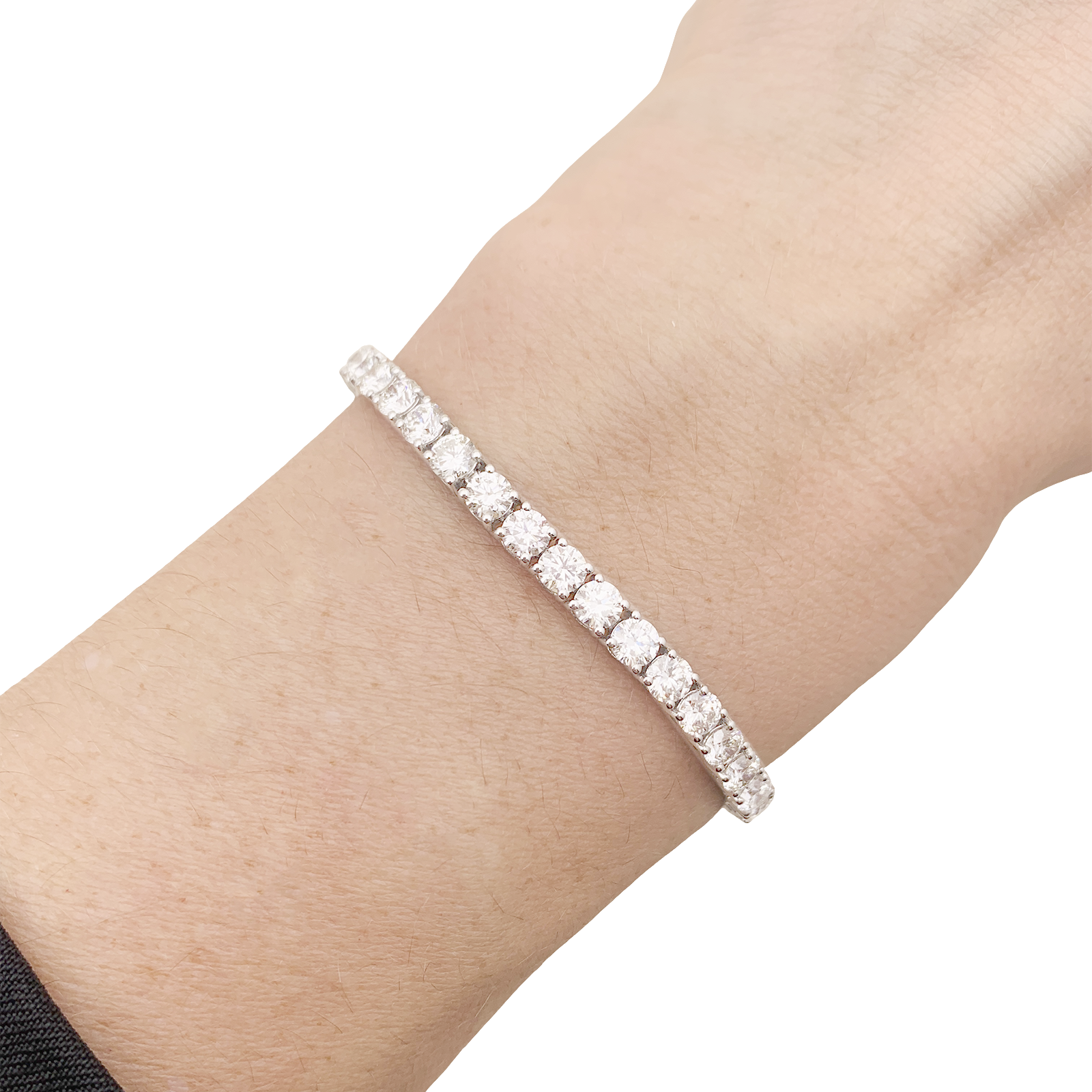 Bracelet ligne or blanc et diamants.