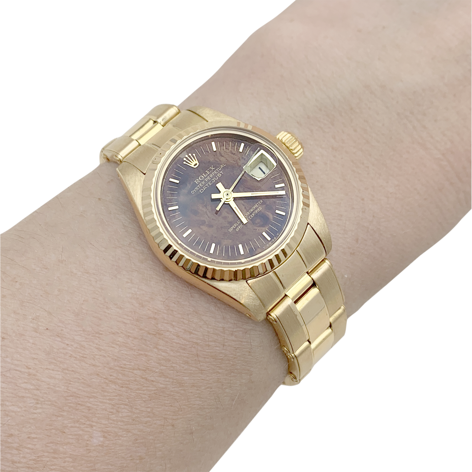 Montre Femme Rolex, "Oyster Perpetual Datejust", or jaune.