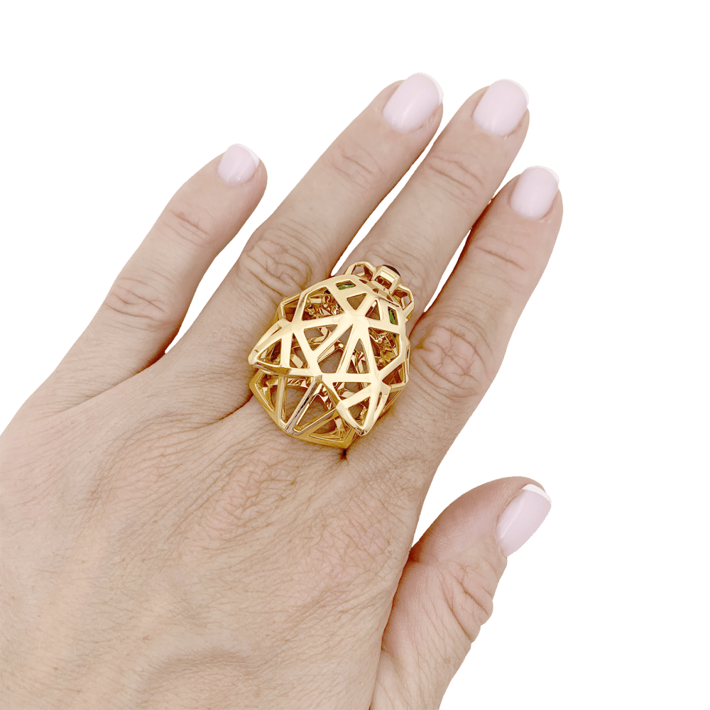 Bague Cartier, "Panthère de Cartier", or jaune, tsavorites, onyx.