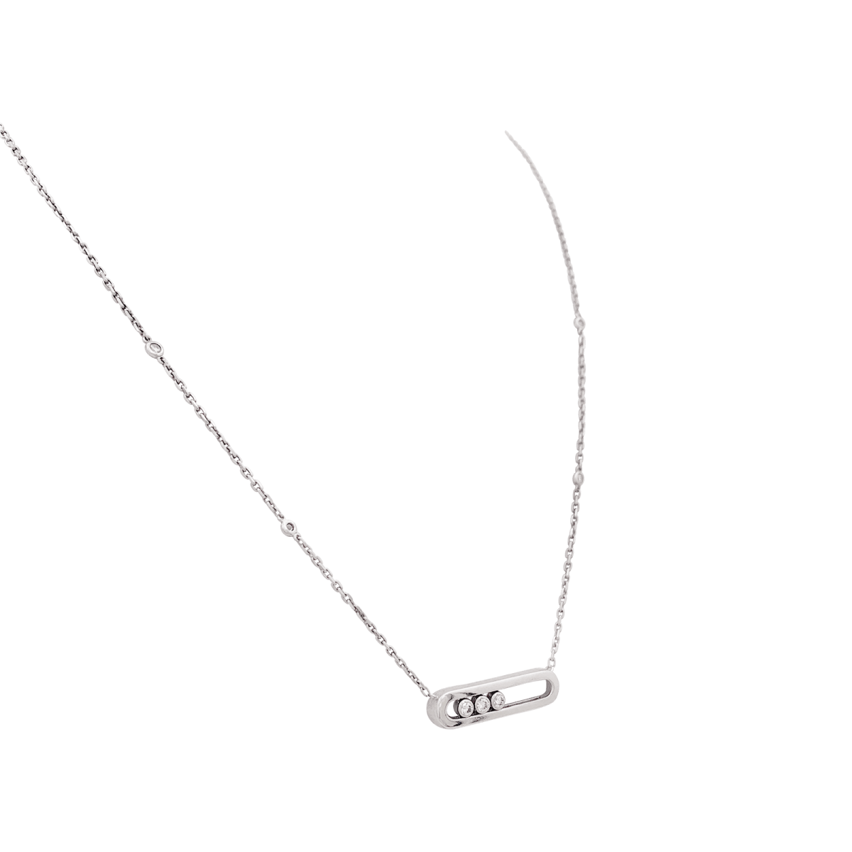 Collier - Sautoir Messika, "Baby Move", or blanc, diamants. - Maison Eloe